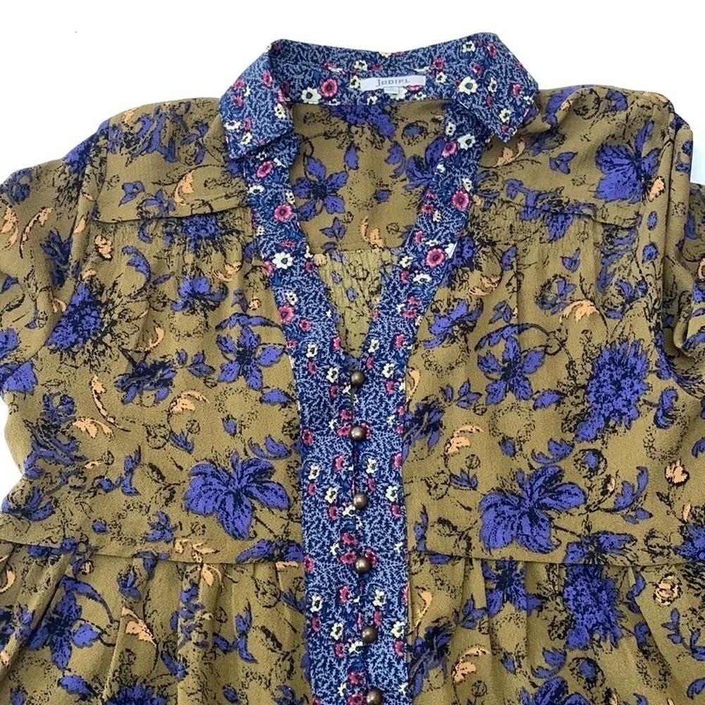 JODIFL Tiered Green and Purple Tunic Dress - Picture 6 of 7